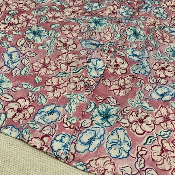 ZARA Sz M floral pink satin button blouse shirt like new - Picture 6 of 9